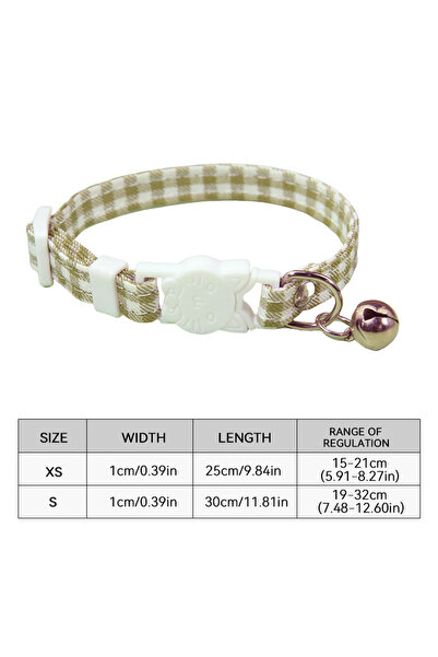Choice6 S Green Adjustable Grid Buckle Pet Collar with Bell for Anti Suffocat...