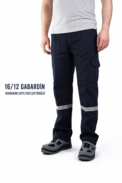 ESERIS 16-12 Gabardin Komando Cepli Iş Pantolonu Reflektörlü - Yazlık- Lacivert