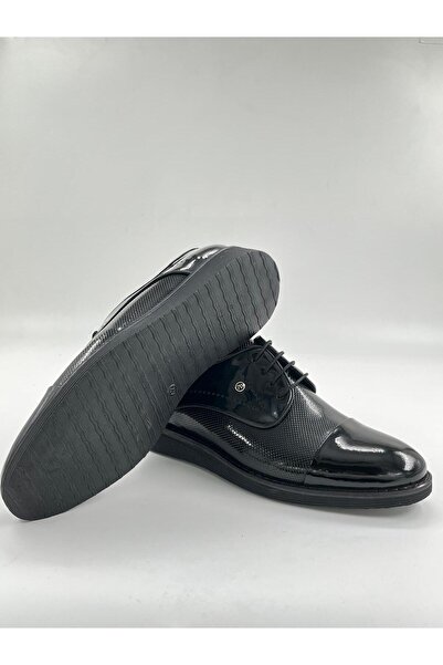 PATRICK CASSA Men's Black Leather Classic Shoes Comfortable for Daily and Off...