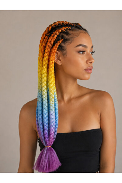 Eva Peruk Afrika Örgüsü Rasta Ve Box Braid Için Sentetik Saç 100 Gram - Renkl...