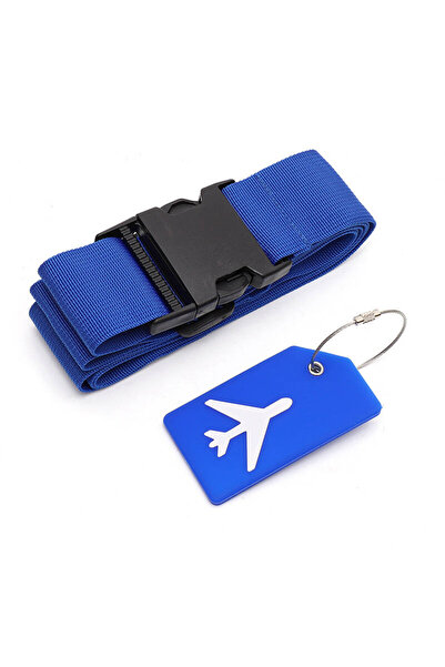 Choice1 Dark Blue Set Luggage Strap Set with Luggage Tag Multiple Colors of L...