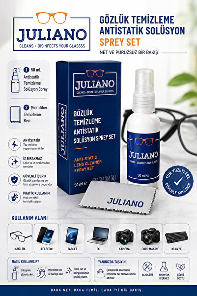 JULIANO Gözlük Temizleme Antistatik Solusyon Sprey Set