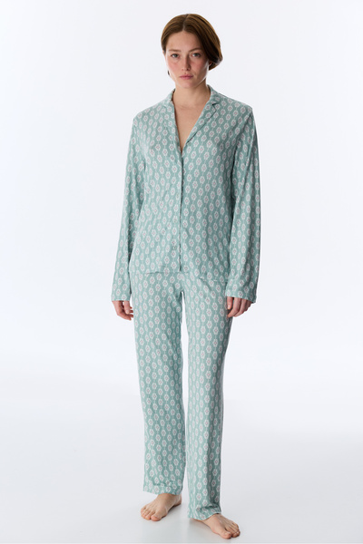 Penti Light Green Alia Green Buttoned Shirt Pants Pajama Set