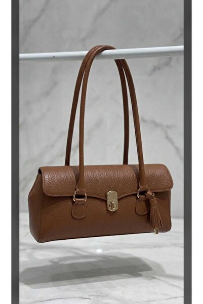 ÖZÜM ÇANTA Women's Long Handle Rectangular Model Handbag and Shoulder Bag Brown
