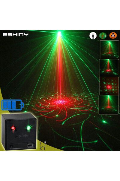 Choice USB 5V black ESHINY Mini 2in1 Rechargeable R&G Laser 64 Patterns Proje...