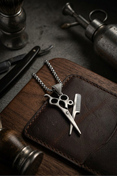 Begondio Comb Scissors Handcrafted Stainless Steel Chain Men Necklace