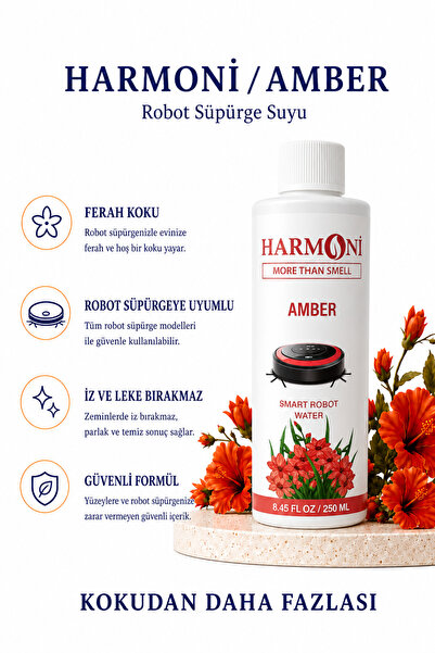 HARMONİ Amber Kokulu Akıllı Robot Süpürge Suyu, Mop Suyu Yüzey Temizleyici Ro...