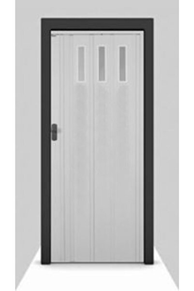 DEKORAKS 1 Sıra Camlı Akordeon Kapı, Beyaz Düz Renkli, 72x215cm