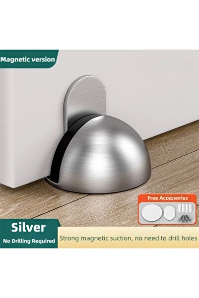 Choice Silver Stainless Steel Magnetic Door Stopper Adhesive Mounting No Nail...