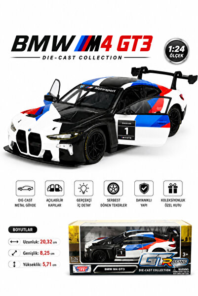 craftivio سيارة بي ام دبليو M4 GT3 بمقياس 1:24، سيارة لعبة معدنية قابلة للجمع...