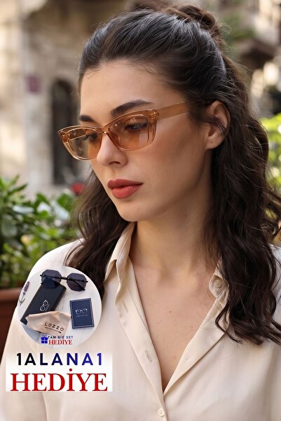 Lozzo Women's uv400 honey brown cat eyes sunglasses 23009 c4