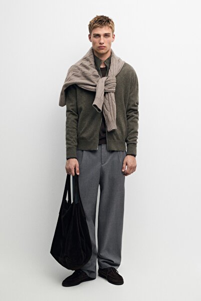 Massimo Dutti 100 % kaşmir fermuarlı triko hırka