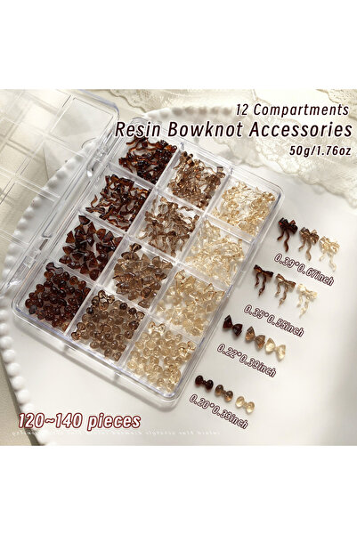 Choice3 1 12Grids 3D Mini Maillard Brown Bowknot Kawaii Ribbon Bow New Year N...