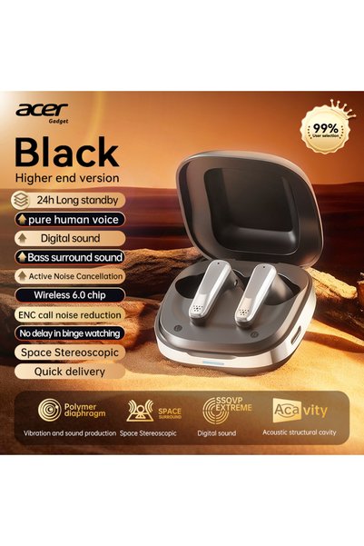 Choice Black Acer Ohr646 Wireless Headphones In-Ear Design Anc Noise Reductio...