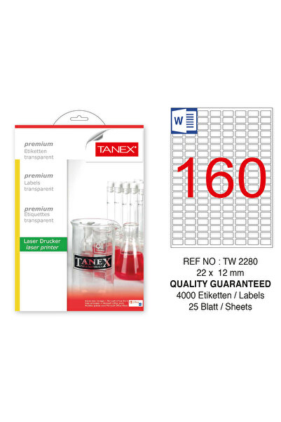 Tanex Tw-2280 22x12mm Şeffaf Laser Etiket 4000 Li