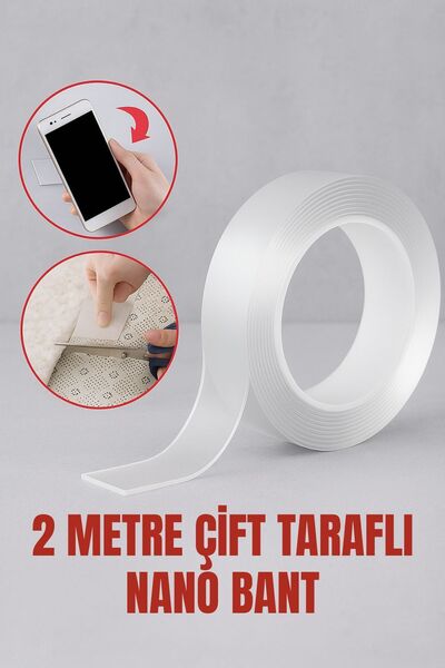 TOYFEST 2 Metre Çift Taraflı NanoFix Şeffaf Güçlü Bant