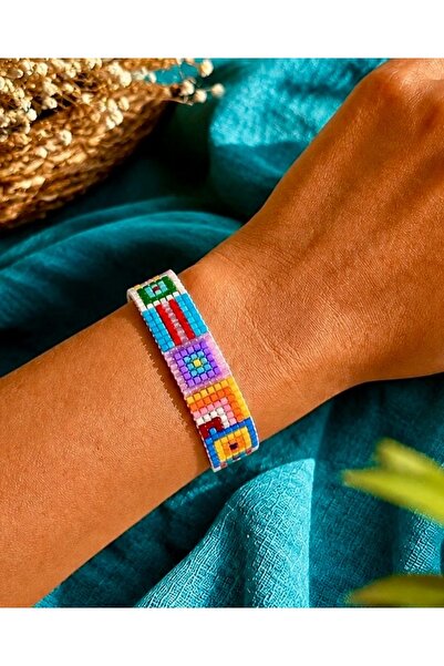hand shey Renkli Kare Motif - Miyuki Boncuk Bileklik | El Yapımı | Ayarlanabilir