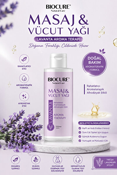 Biocure Rahatlatıcı-aromaterapik  Etkili Masaj Yağı Ve Vücut Bakım Yağı / Lav...