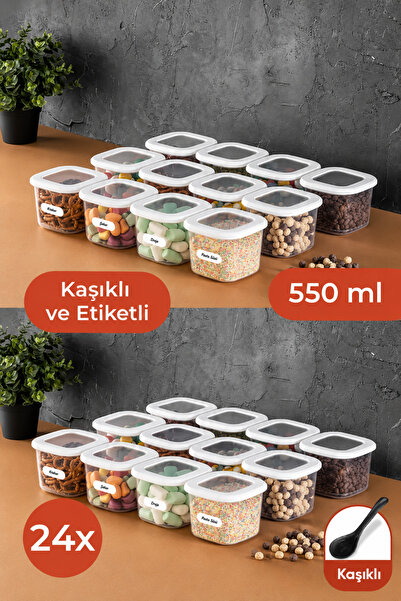 Vienev Labeled Black Spooned Foil Square Food Storage Container Set of 24 0.5...