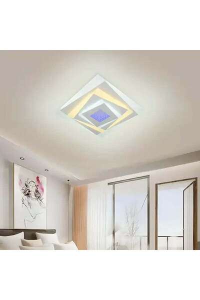 OEM Lustra LED NIVARA RGB 3D, 20W, lumina Rece/Calda/Neutra, Alb
