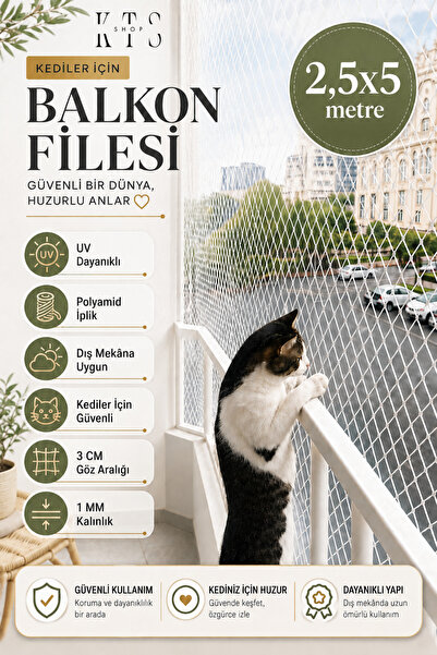 KTS SHOP 2,5x5 Metre | Balkon Güvenlik Filesi | Kedi Pencere Filesi | Balkon ...