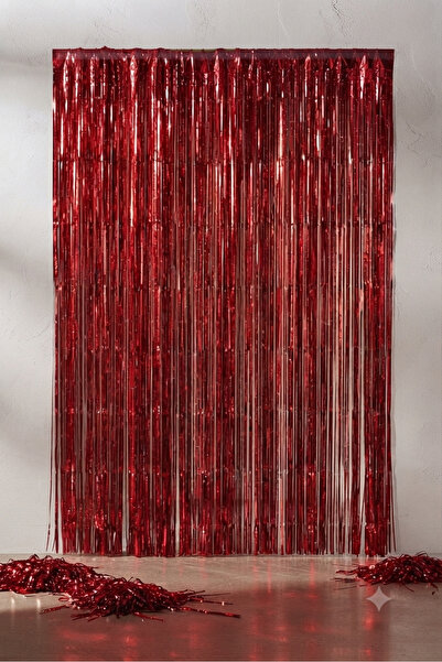 Deniz Party Store New Year's Metalized Background Curtain Red Color 90 cm * 2...