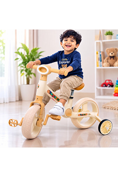 TOYORA 3-in-1 Kids Balance Bike with Pedals & Training Wheels – Toddler Bicyc...