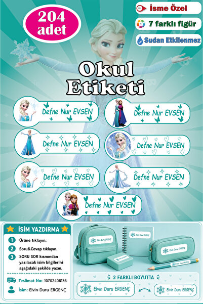 GSticker Okul Etiketi Kalem Defter Etiketi Özel Isim Yazılabilen Etiket Isme ...