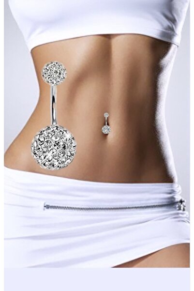 Arescollection Cerrahi Çelik Zirkon Taşlı Şambala Göbek Piercingi