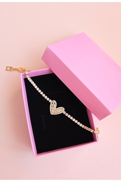 MİLUNXTE Heart Zircon Stone Gold Waterway Bracelet – Stone Steel Bracelet – Z...