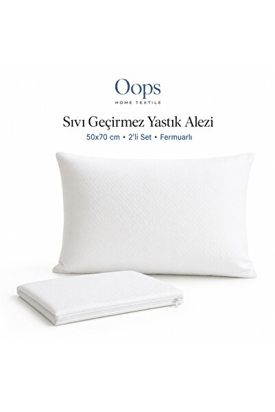 Havlucu Metin Yastık Alezi Sıvı Geçirmez Fermuarlı 2'Li Set 50 × 70 cm Yastık...
