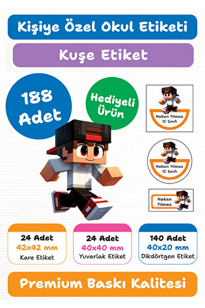 repro design 188 Adet Roblox Kişiye Özel Okul Etiketi Kalem Defter Kitap İsim...