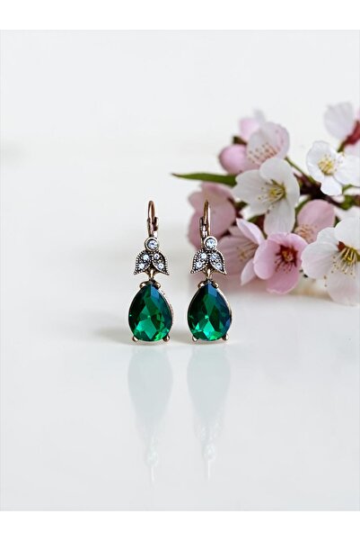 FAYRA ACCESSORIES Water Drop Green Dangle Earrings