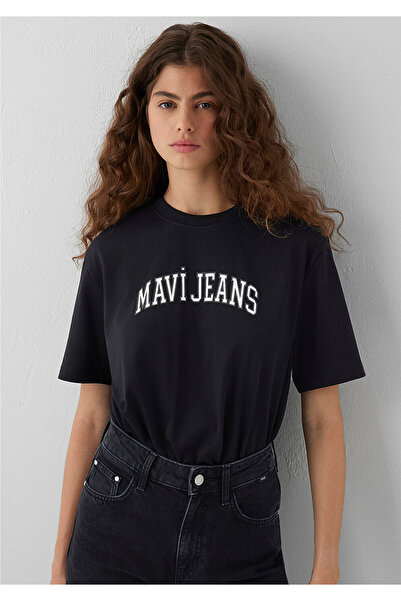 Mavi Logo Printed Black T-Shirt Regular Fit / Normal Cut 1614381-900