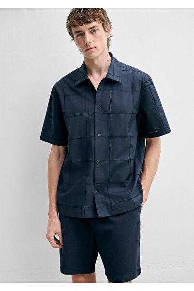 Mavi Embroidery Detailed Navy Blue Shirt Loose Fit / Relaxed Fit 0212139-70489
