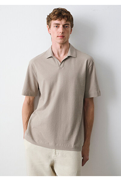 Mavi Linen Blend Brown Polo T-Shirt Loose Fit / Relaxed Comfortable Cut 06133...