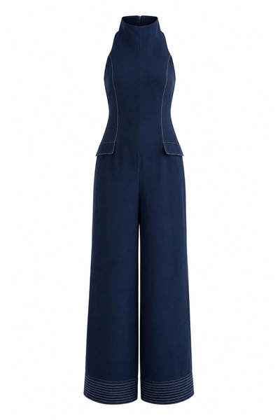 ZEYNEP KIR Kadın Halter Yaka Bol Paça Tulum