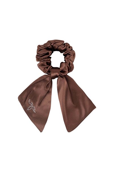 Silk and Cashmere Kahverengi Anabel Saf İpek Fiyonklu Toka