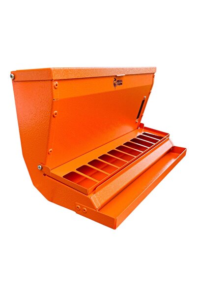 HERA (YEM KAPASİTESİ 6 KG.) Duvara Monte Edilebilir Metal Tavuk Yemliği/turuncu