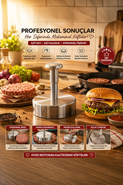 Porsima 1832 Hamburger ve Köfte Kalıbı Köfte Presi Şekillendirici Burger Pres...