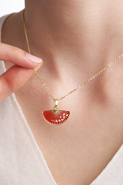 Alexis Carrel Vintage Gold Enamel Women's Fan Necklace