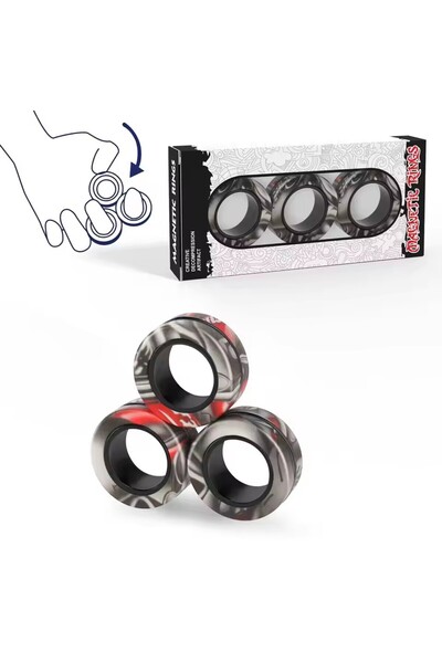 Choice black 3Pcs Fidget Spinner Magnetic Ring Toys Fingers Magnet Rings ADHD...