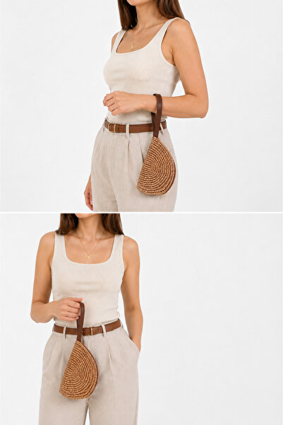 ZÇBUTİK Straw Clutch Bag Sea Shell Shape Women's