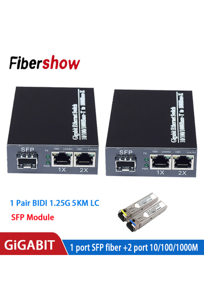 Choice3 LC 5KM EU Power Gigabit SFP Media Converter Kit 1.25G SFP to 2 RJ45 E...
