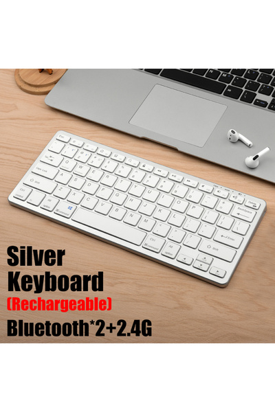 GOOJODOQ KM02 Silver Wireless Keyboard Bluetooth 5.0&2.4G Mini Multimedia tec...