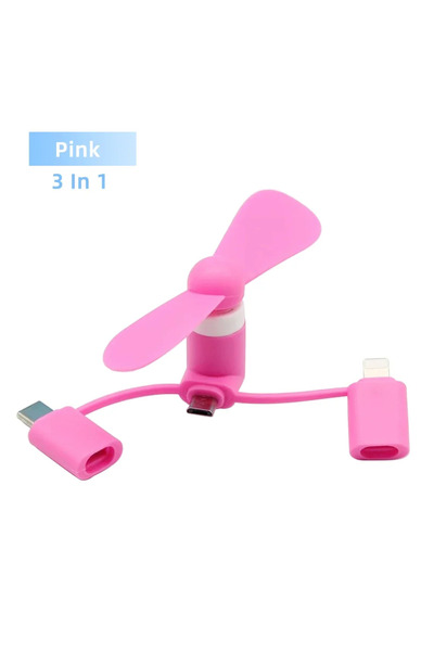 Choice4 Pink Creative USB Fan Mini Fan Android Type-C 3 In 1 Mobile Fan Porta...