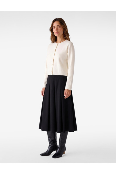 Koton Buttoned Long Sleeve Crew Neck Knitwear Cardigan