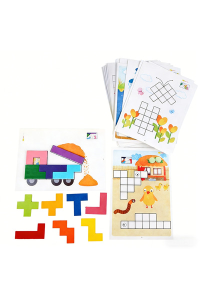 Choice NB280C1 Wooden Shape Matching Puzzle Table Game Tangram Math Toys Buil...