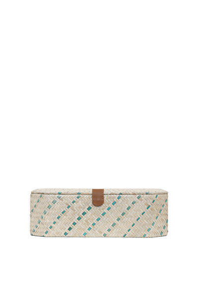 Yargıcı Leather Detailed Pandanus Rectangular Box (32X23X10 cm)