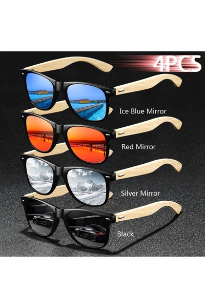 Choice1 4PCS-(EveryColor) 4PCS Fashion Square Unisex Bamboo Wood Vintage Sung...